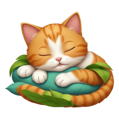 ginger and white small cat in funny positions upside down with eyes closed sticker