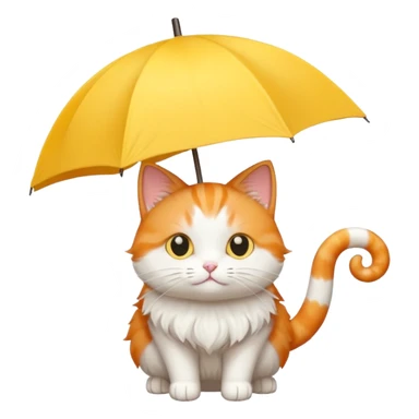 The cat is holding a yellow umbrella. sticker