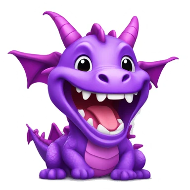 cute purple dragon laughing and  wearing purple clothes sticker