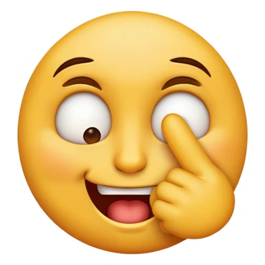 Regular emoji face but with squinting eyes, biting a finger with a sly or insightful expression. sticker