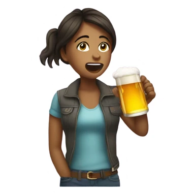 Girl chugging a beer sticker