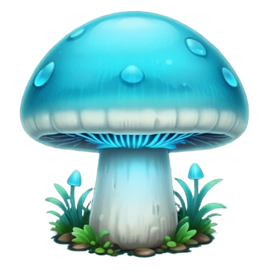 Bioluminescent glowing born cyan mushroom sticker