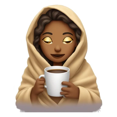 girl inside a blanket / sipping coffee eyes closed sticker