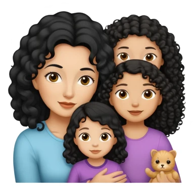 Aunt black long straight hair light medium skin, and toddler niece tan skin black curly hair sticker