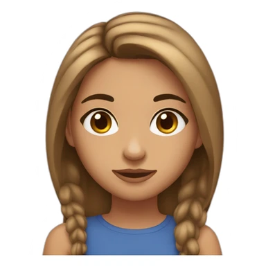 Girl with tan skin, mid length brown hair, bigish nose, long lashes and sorta eye bags sticker