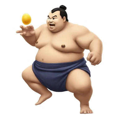 sumo wrestler juggling six eggs sticker