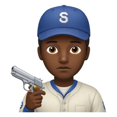 Un moreno con una pistola y grosero y una gorra sticker