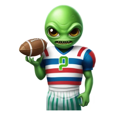 Alien wearing football jersey and a cake  sticker