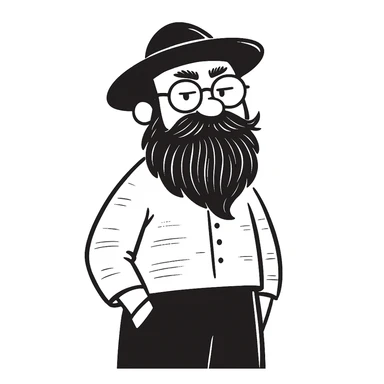 Add glasses to the grumpy old man with a beard in doodle style. Keep the doodle style. sticker