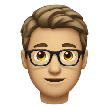 man with short brown hair and glasses sticker