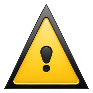 Emoji warning: yellow triangle, black exclamation mark, flat design, simple, emoji style. sticker