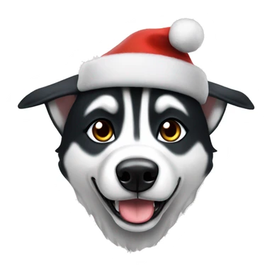 black and white husky with elf hat sticker