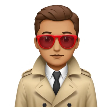a fraudster in red sunglasses and a trench coat sticker