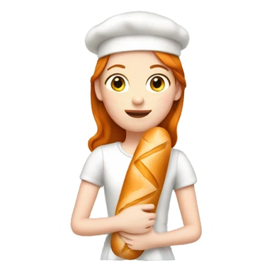 ginger French girl holding a baguette  sticker
