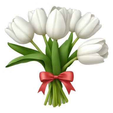 white tulip bouquet with a white bow holding the flowers together sticker