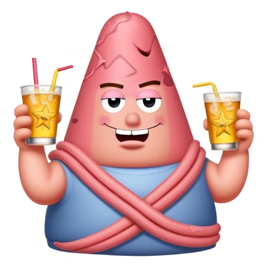 Patrick Star holding a twisted tea  sticker
