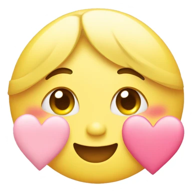 cute smiling yellow face with blush and pink pastel hearts around the face sticker