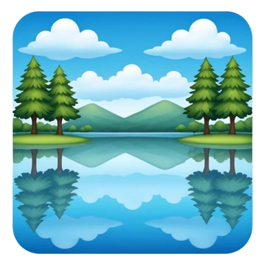 water surface with sky and trees mirrored, reflection sticker