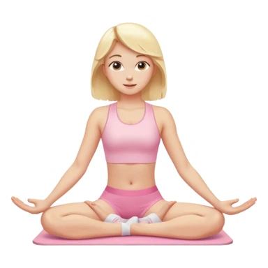 angelic blonde girl stretching in light pink gym sticker