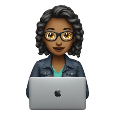 Woman geek with MacBook sticker