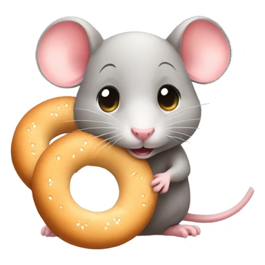 Cute Rat with bagel sticker