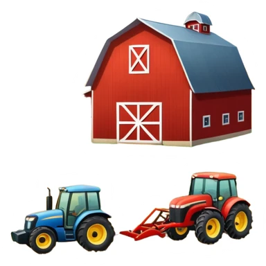 farm with barn, tractor, and crops sticker