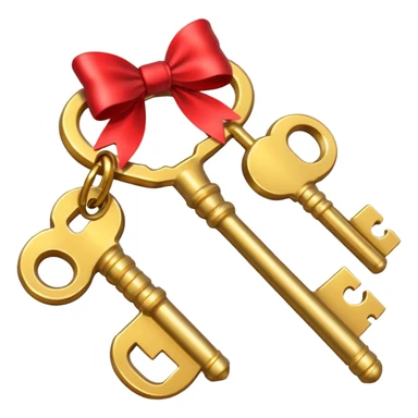 gold 2 keys with a red bow sticker