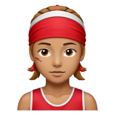 athlete with red headband sticker