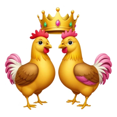 Dos pollos uno con un moño y el otro con una corona  sticker