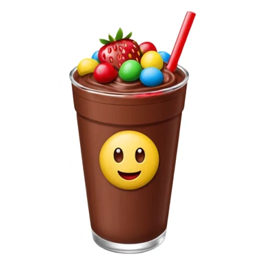 Un vaso cubierto de chocolate arriba fresas y mym sticker