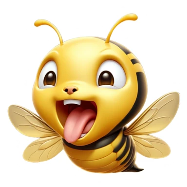 Cinematic Adorable Yawning Wasp Portrait Emoji, Head tilted slightly with a dramatic, wide-open yawn, showcasing a tiny, streamlined body with gently drooping wings and sleepy, half-closed eyes, Simplified yet irresistibly cute features, highly detailed, glowing with a soft, cozy glow, high shine, relaxed yet expressive, stylized with a dash of whimsical insect ease, soft glowing outline, capturing the essence of a drowsy wasp that appears ready to stretch and yawn its way out of the screen! sticker