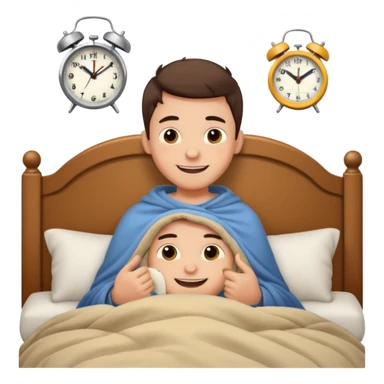 create emoji of a boy who is lying in the bed in the morning and its time to wake up  because the alarm went off he should smile  sticker