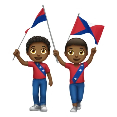 boy and girl with flag haiti on hand sticker