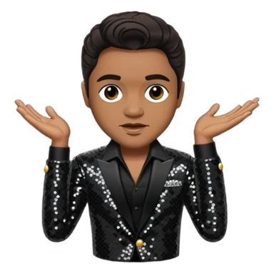 Jackie Wilson with dark brown hair, black sequin outfit sticker