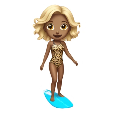 Girl blonde surfing wearing leopard swimsuit  sticker