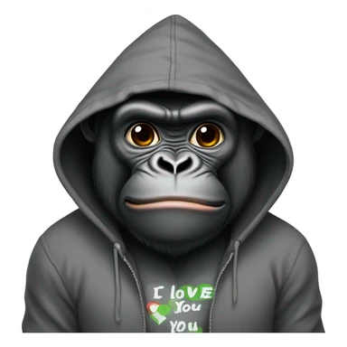 Gorilla wearing a hoodie saying I love you sticker