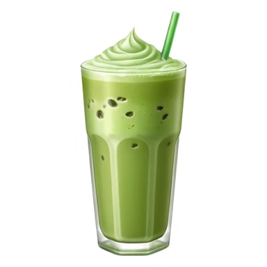 Iced Matcha latte in a long glass sticker