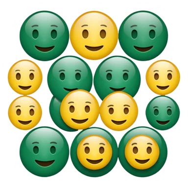 Emoji minimalista inspirado na Mega-Sena: formato circular, fundo verde (#0f8b4e), seis bolinhas brancas no centro com números aleatórios entre 01 e 60, estilo flat design, traços limpos, leve brilho e micro sombra para dar volume, visual moderno e oficial, sem texto sticker