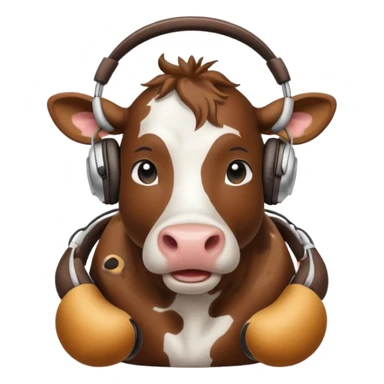 cow with headphones sticker