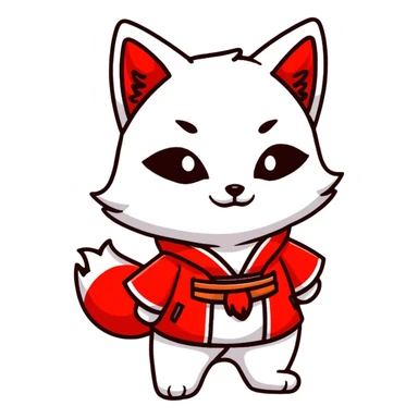 Azur Lane Akagi kitsune girl with red and white outfit and multiple fox tails sticker