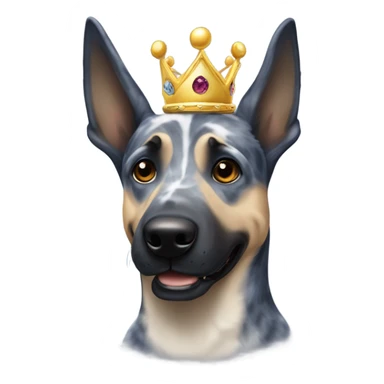 A smiling malinois dark blue merle without red color with a crown on his head sticker