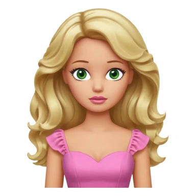 sad Barbie with blonde wavy hair green eyes and tan skin sticker