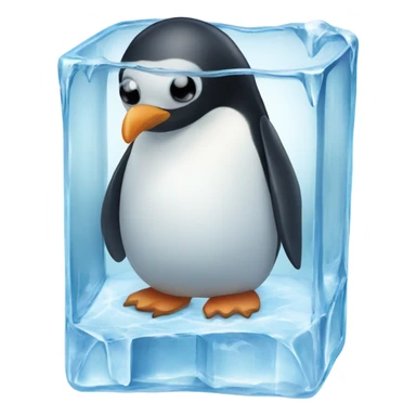Penguin frozen in ice cube form looking dumb sticker