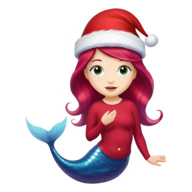 mermaid with christmass hat sticker