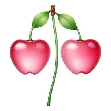 two pastel pink cherries made of glass on a stem sticker