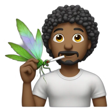 dude smoking weed the back of a purple dragonfly sticker