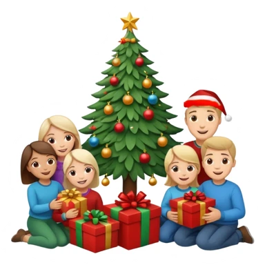 Family Xmas under tree sticker