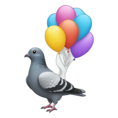 pigeon holding balloons sticker