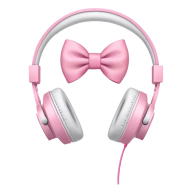 White aesthetic headphones with pink bow sticker
