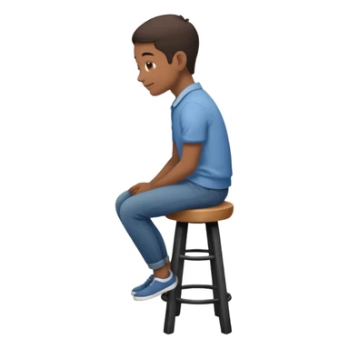 a person sitting on stool back head turn

 sticker